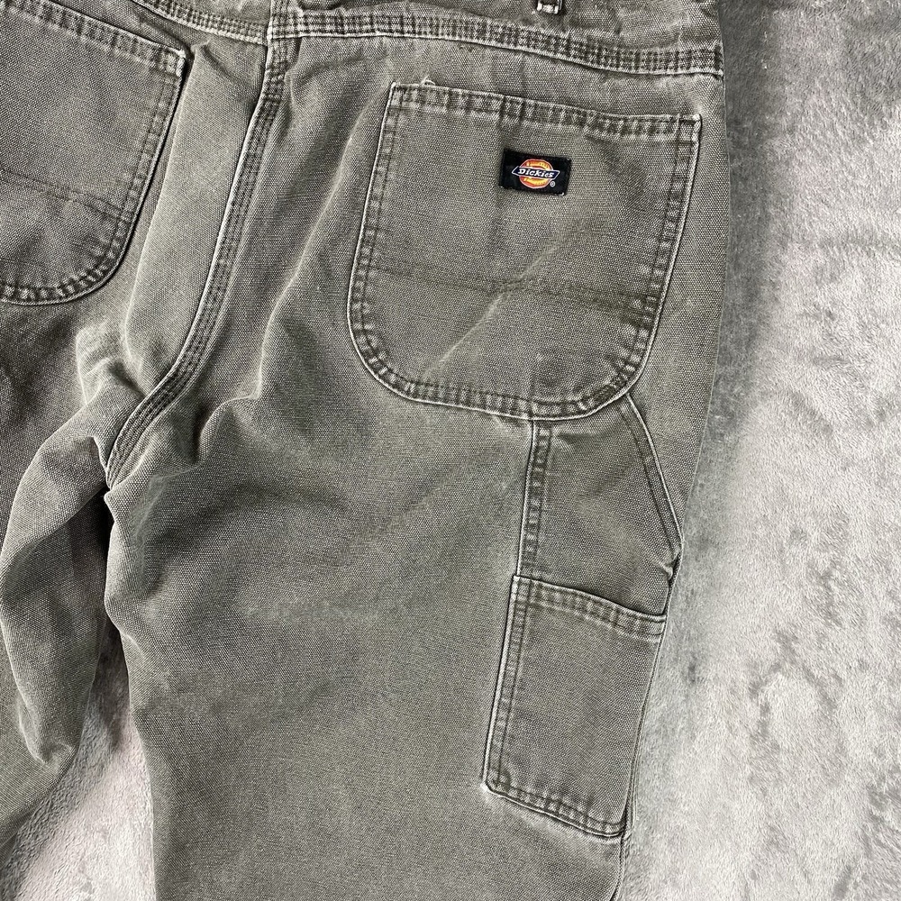 Dickies Pants Mens Size 38x32 (fit 37x30) Green Canvas Carpenter Skater Grunge - Picture 3 of 16